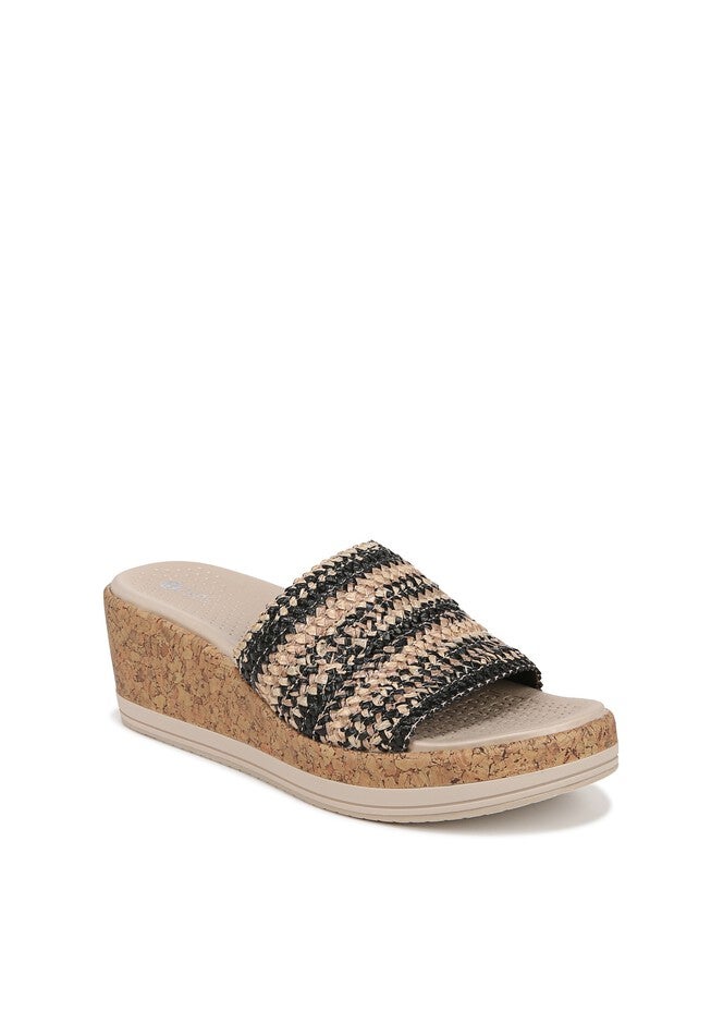 Runaway Wedge Slide Sandal, BLACK FABRIC, hi-res image number 0