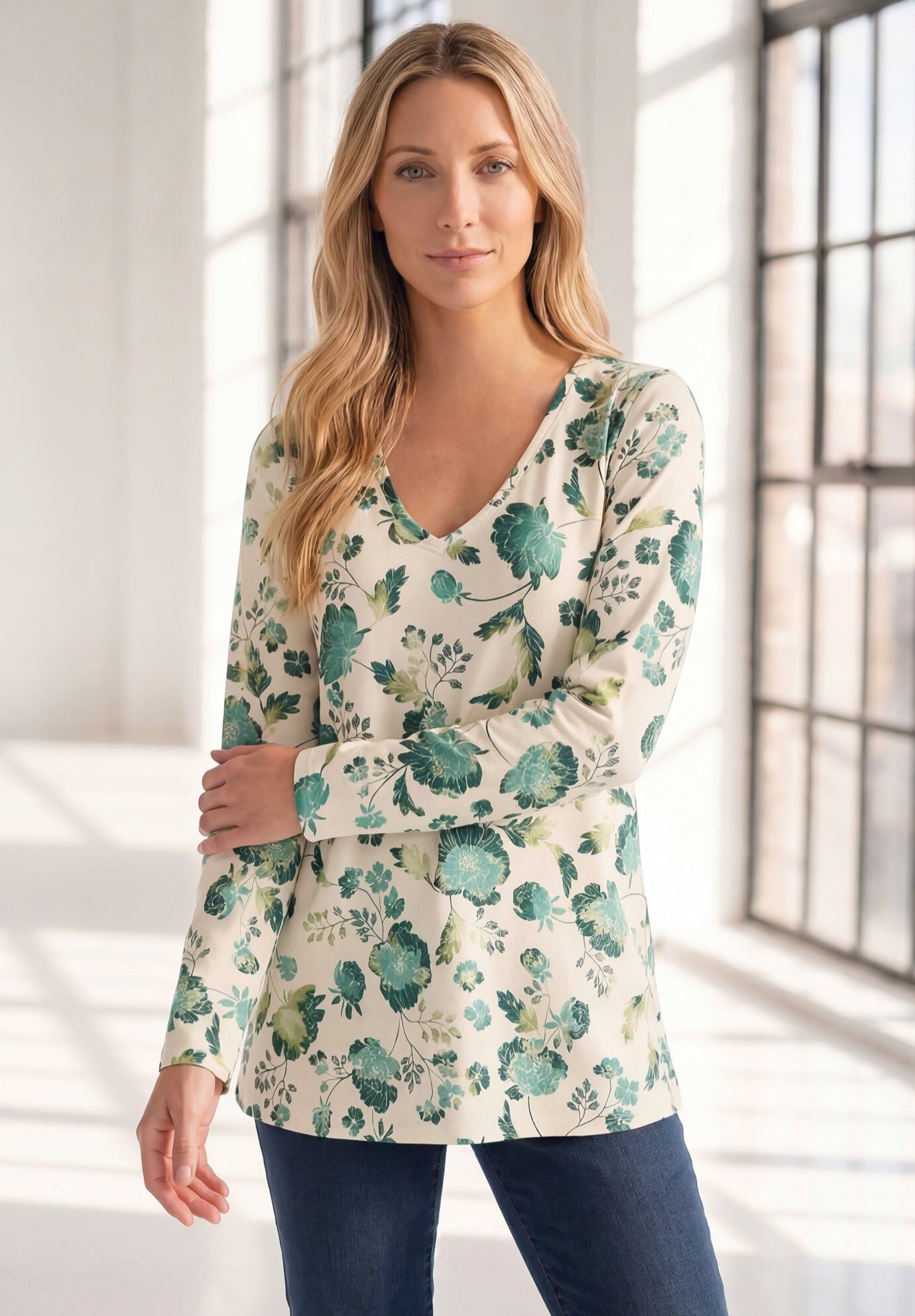Plus Size Ultimate Long Sleeve V Neck Tee