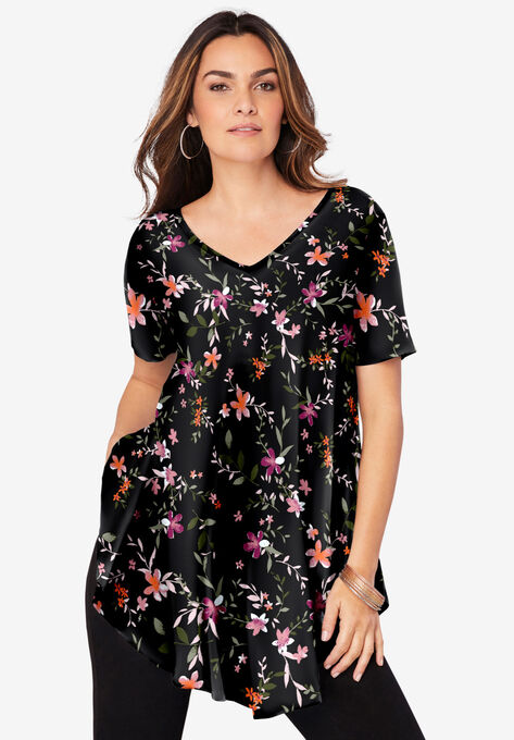 Swing Ultra Femme Tunic, BLACK FLOWER BLOSSOMS, hi-res image number null