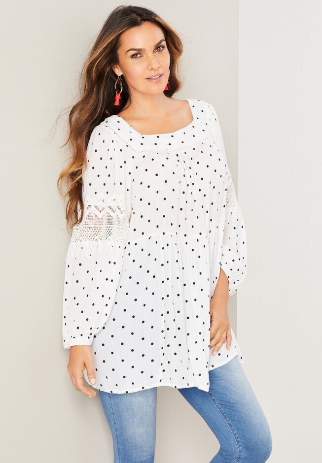Square-Neck Crinkle Big Shirt, , alternate image number null