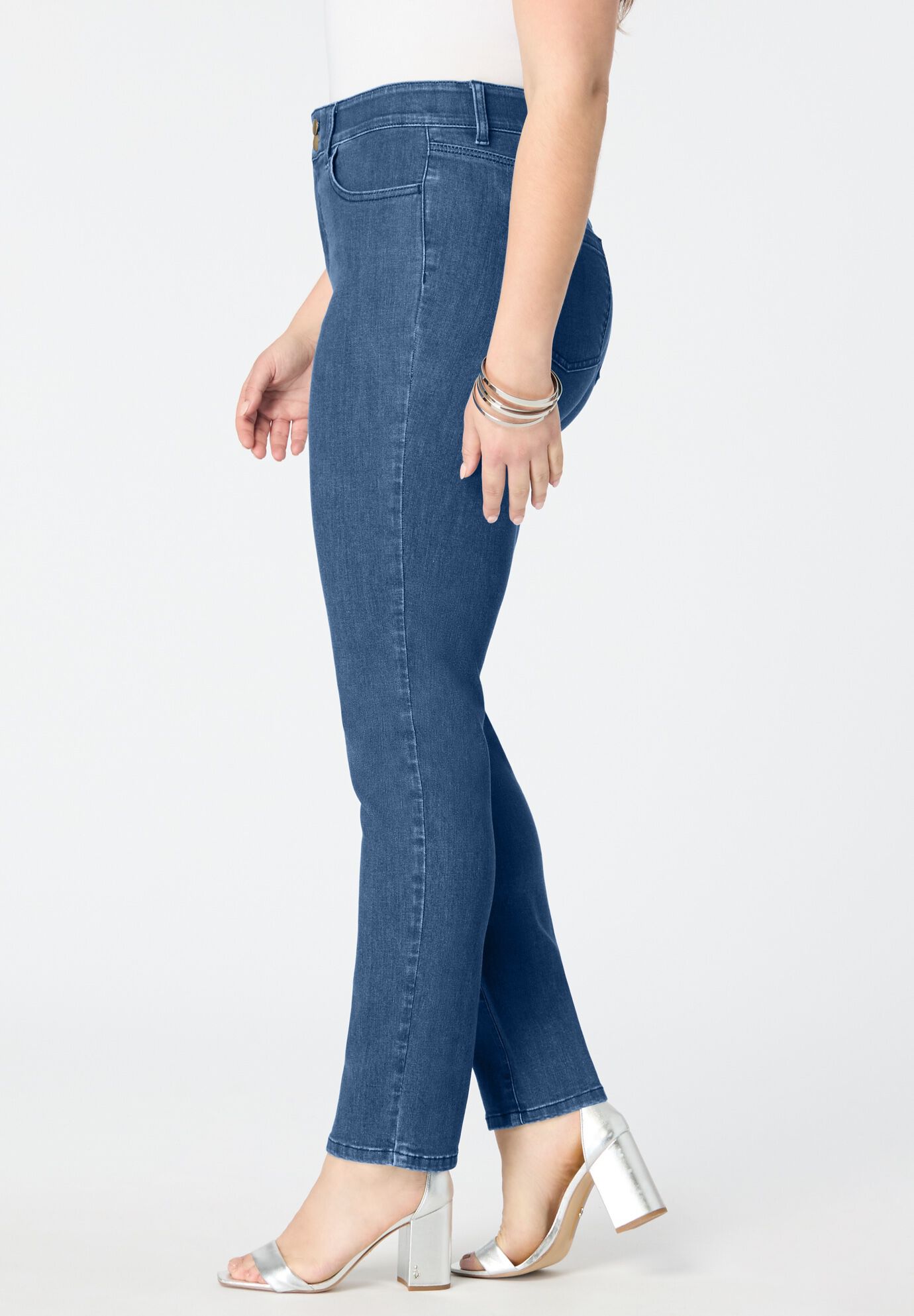 Plus Size High-Rise Tummy Control Straight-Leg Jeans, MEDIUM WASH, alternate image number 3
