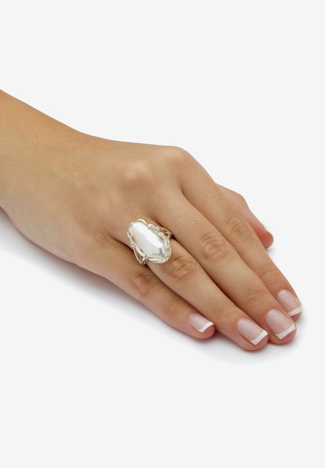 Sterling Silver Cultured Freshwater Pearl And Topaz Ring Jewelry, , alternate image number null