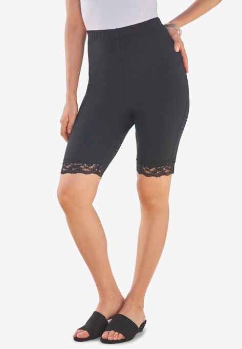 Essential Stretch Lace-Trim Short, BLACK, hi-res image number null