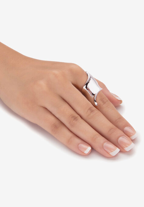 Platinum-Plated Free Form Diagonal Ring, , alternate image number null