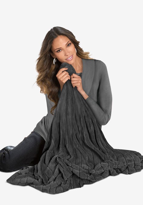Faux Fur Throw, SLATE, hi-res image number null