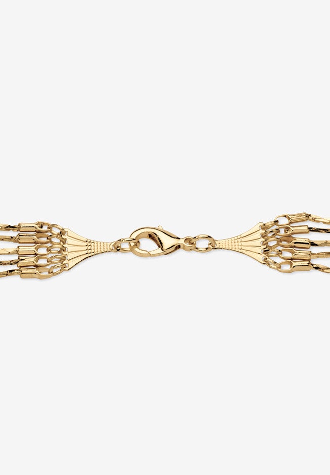Goldtone Multi Strand Cobra Link Waterfall Necklace 30 inches, , on-hover image number 1