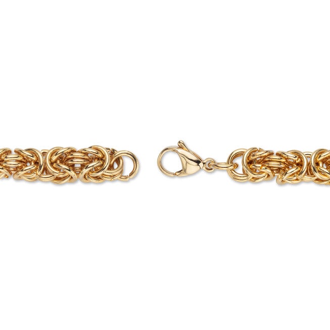Byzantine-Link Bracelet Gold Ion-Plated Stainless Steel 8mm  7.5 inches Length, GOLD, on-hover image number 1