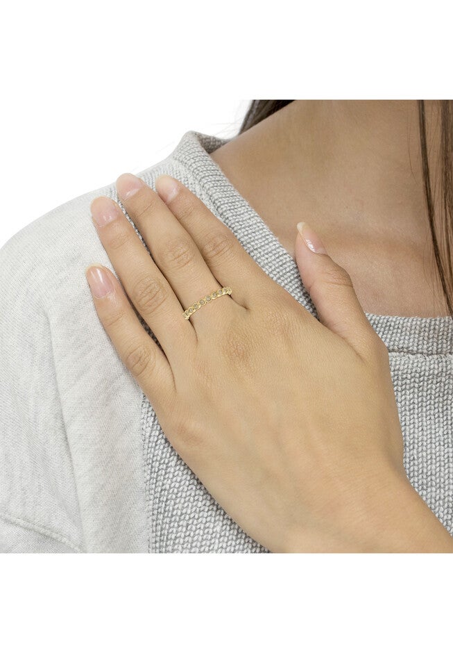 Yellow Gold Over Silver 1/4 Cttw Bezel Set Round Diamond 11 Stone Wedding Band Ring, , alternate image number 4
