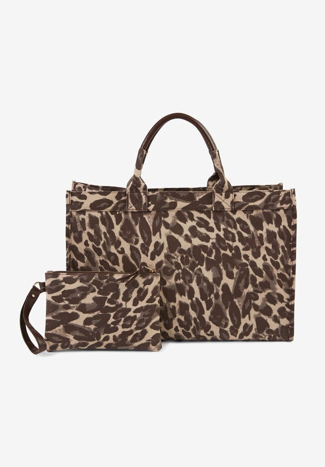 Two-Piece Tote Bag, NATURAL CHEETAH, hi-res image number 0