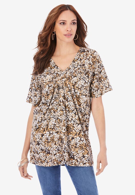 Banded V-Neck Ultimate Tee, CHOCOLATE LAYERED ANIMAL, hi-res image number null