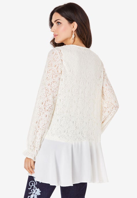 Lace & Georgette Swing Tunic, , on-hover image number null
