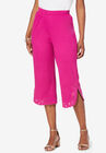 Crinkle-Knit Gauze Eyelet Capri, RASPBERRY, hi-res image number null