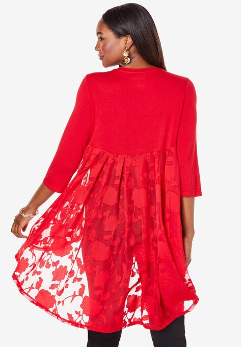 Three-Quarter Georgette-Back Tunic, , on-hover image number null