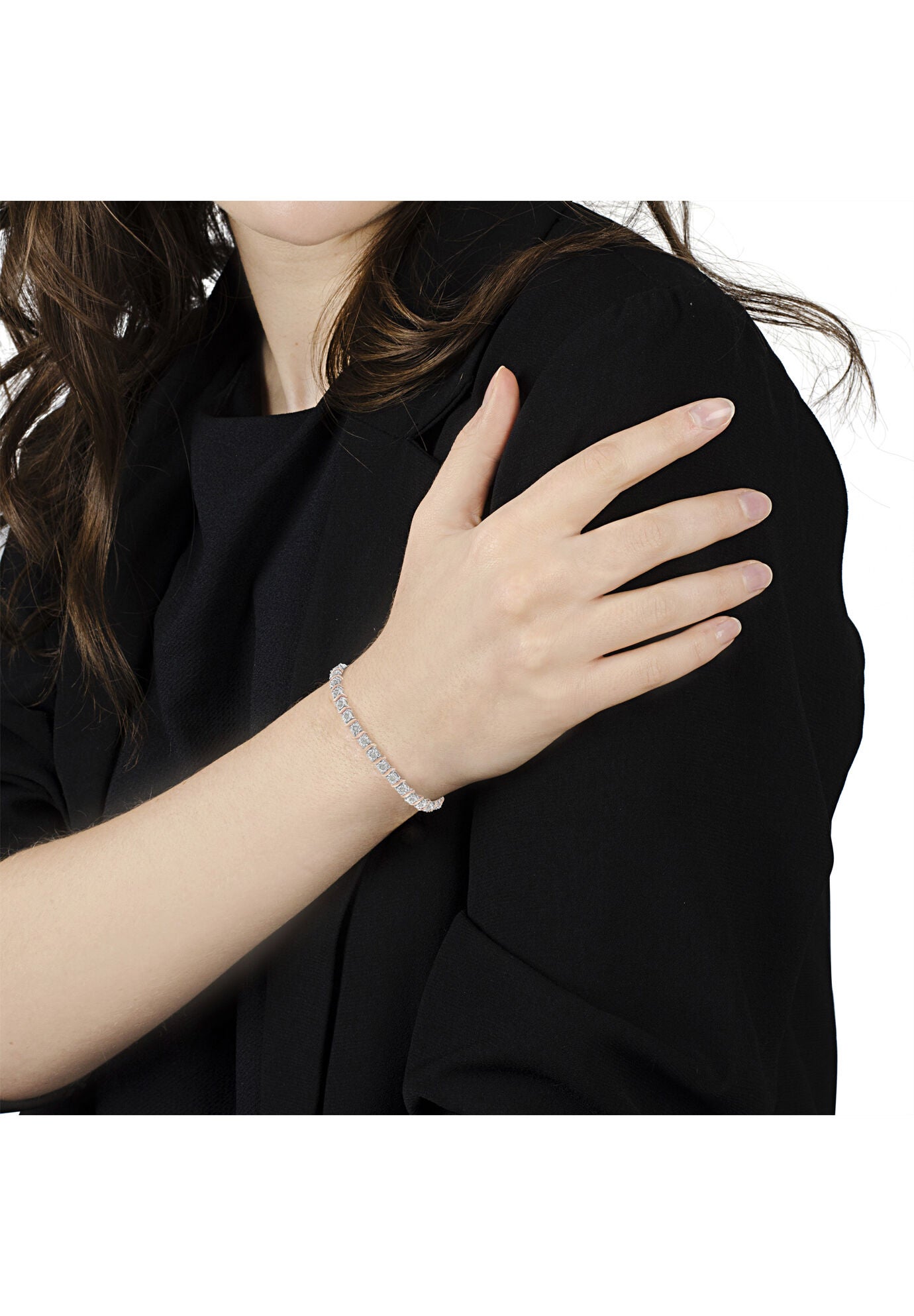 Two Tone Rose Gold Over Sterling Silver Diamond Scurve Link Miracleset Tennis Bracelet 8 inches, , alternate image number 5