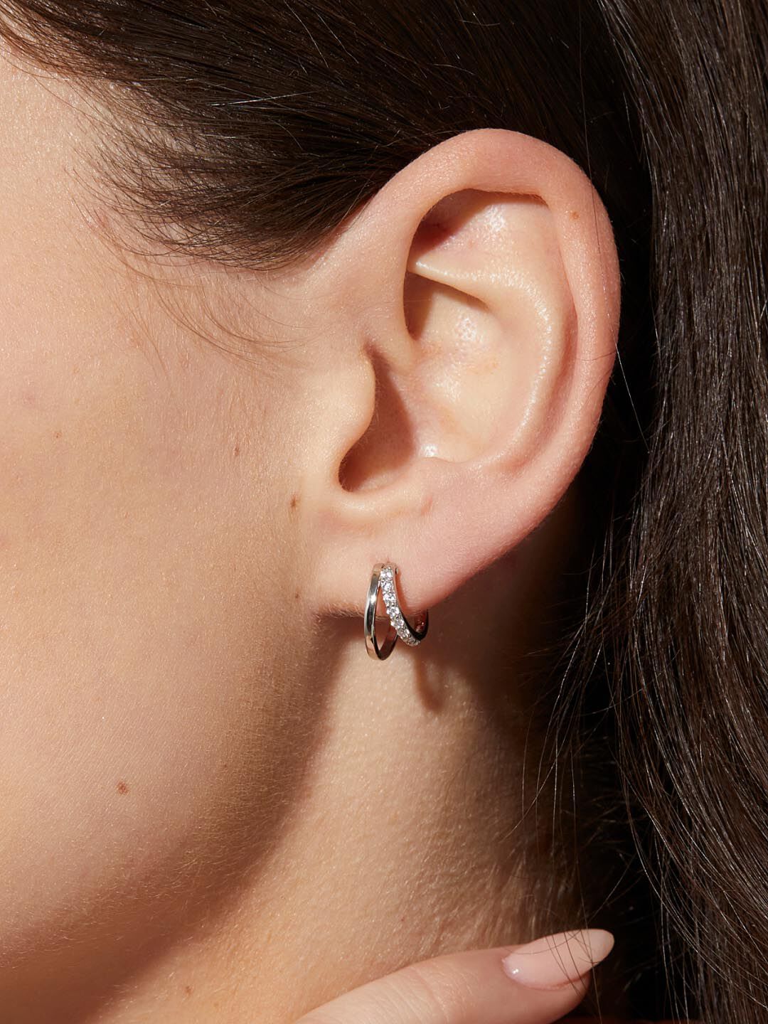 Double Hoop Earrings - Toda, SILVER, alternate image number 1