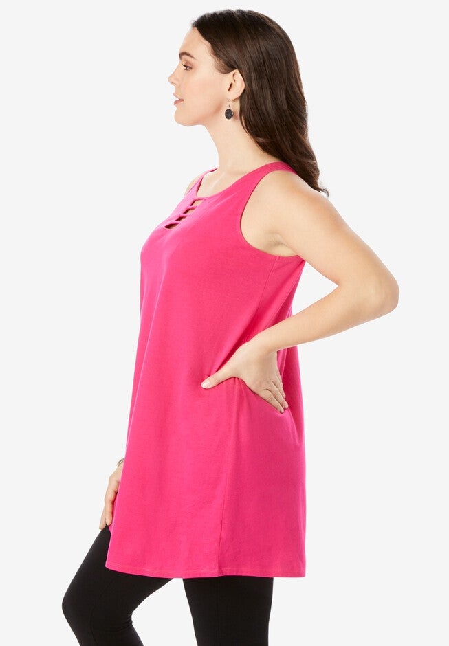 Sleeveless Lattice Ultimate Tunic, , alternate image number 2