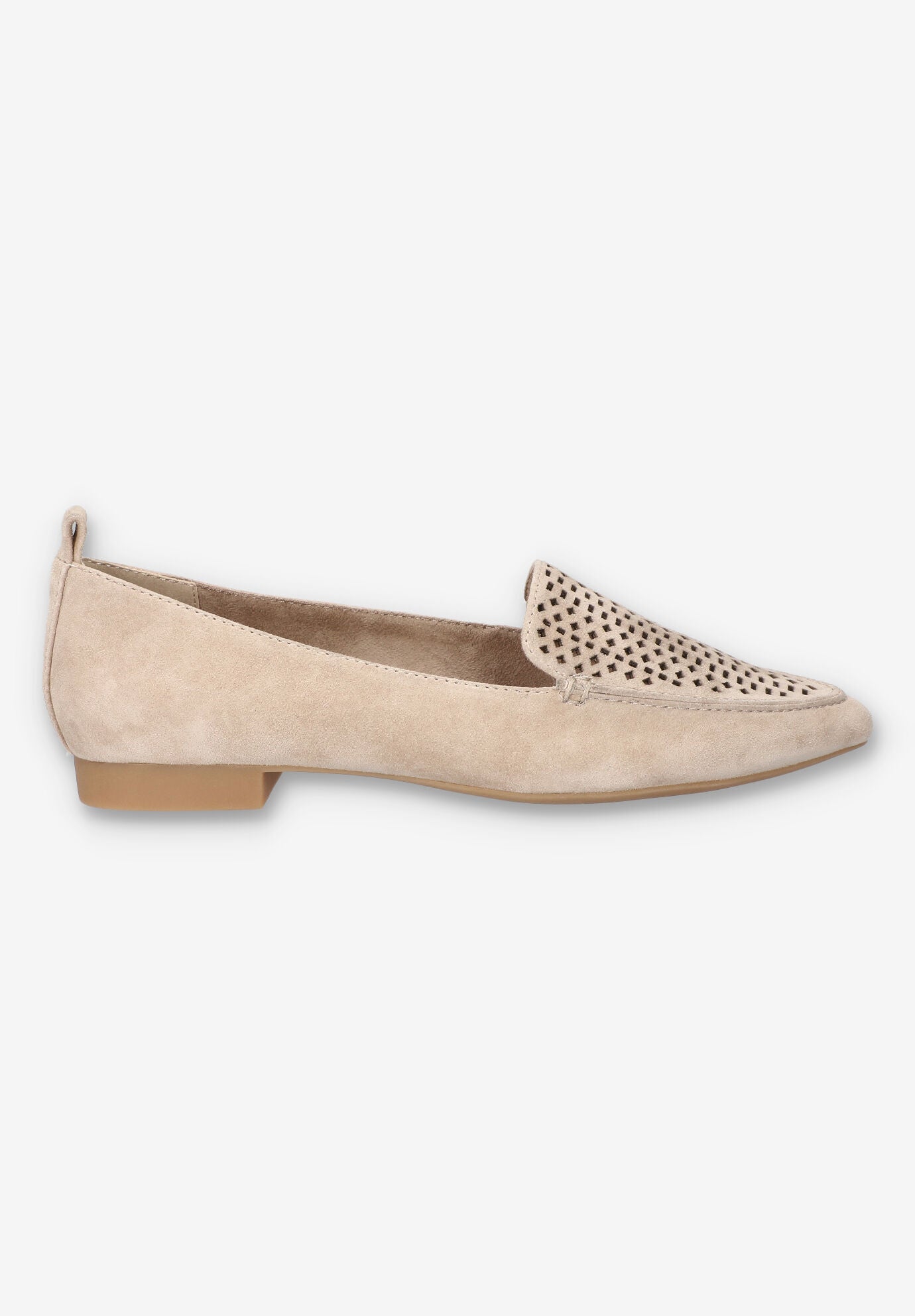 Alessi Perf Pointed Toe Flat, ALMOND SUEDE, alternate image number 2