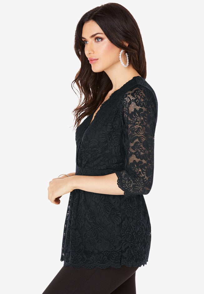 Surplice Lace Top, , alternate image number 2