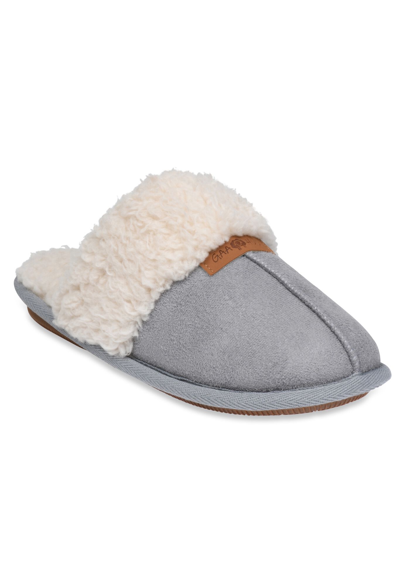 Faux Shearling Memory Foam Scuff Slipper, GREY, hi-res image number 0