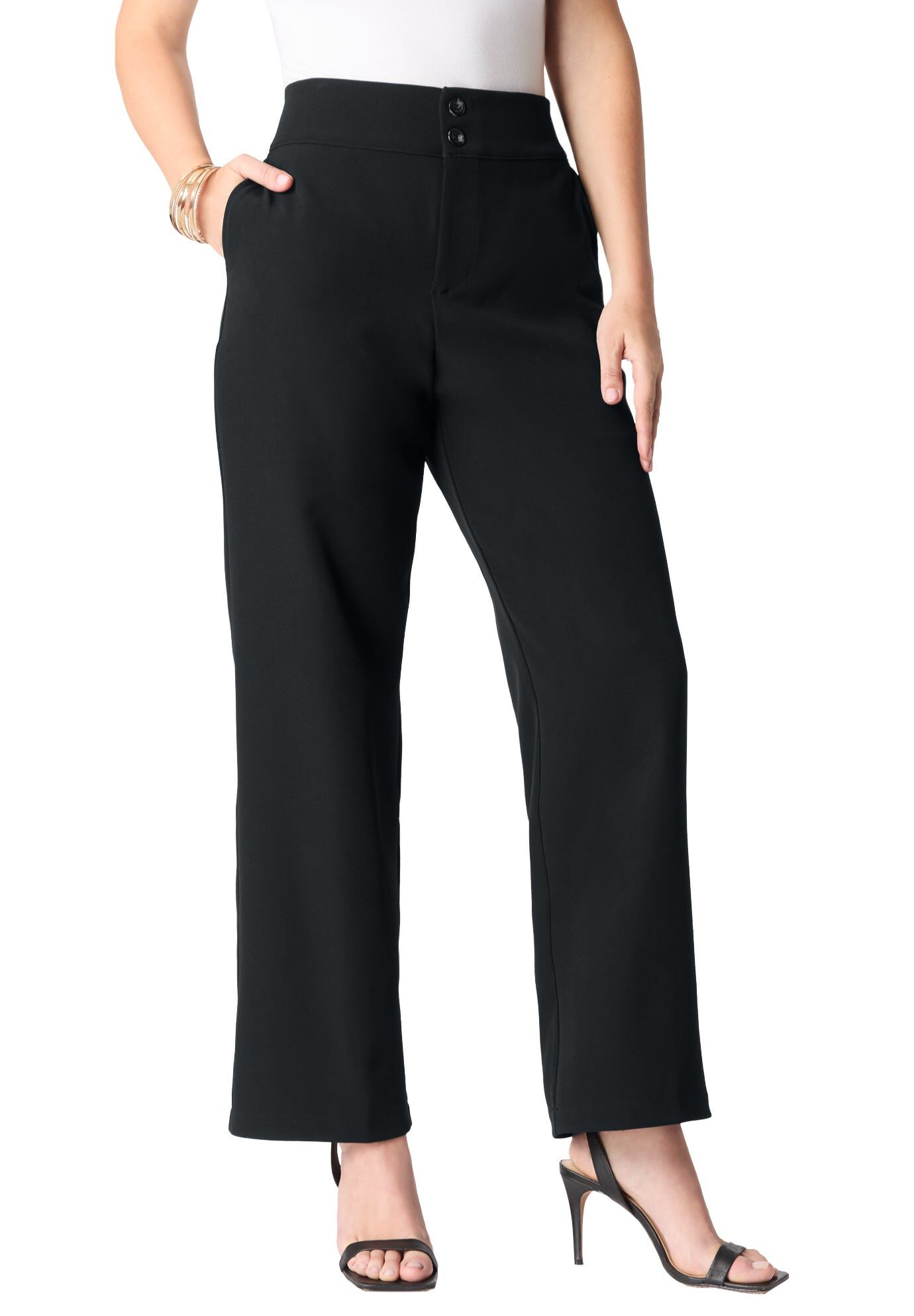 Plus Size Bi-Stretch Wide Leg Pant