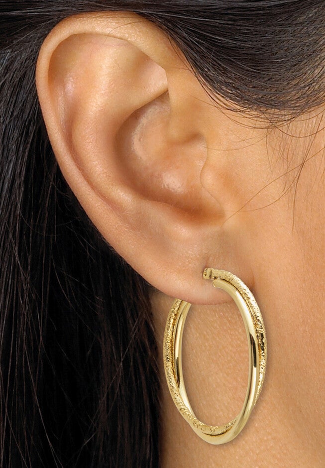 Rose Ion-Plated And Gold Ion-Plated Stainless Steel Hoop Earrings Set, , alternate image number null