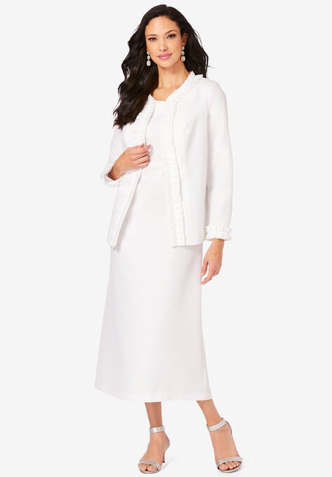 Pleated Jacket Dress, WHITE, hi-res image number null