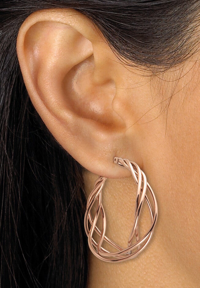 Rose Ion-Plated And Gold Ion-Plated Stainless Steel Hoop Earrings Set, , alternate image number null