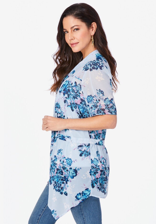 Short-Sleeve Floral Blouse, , alternate image number 2