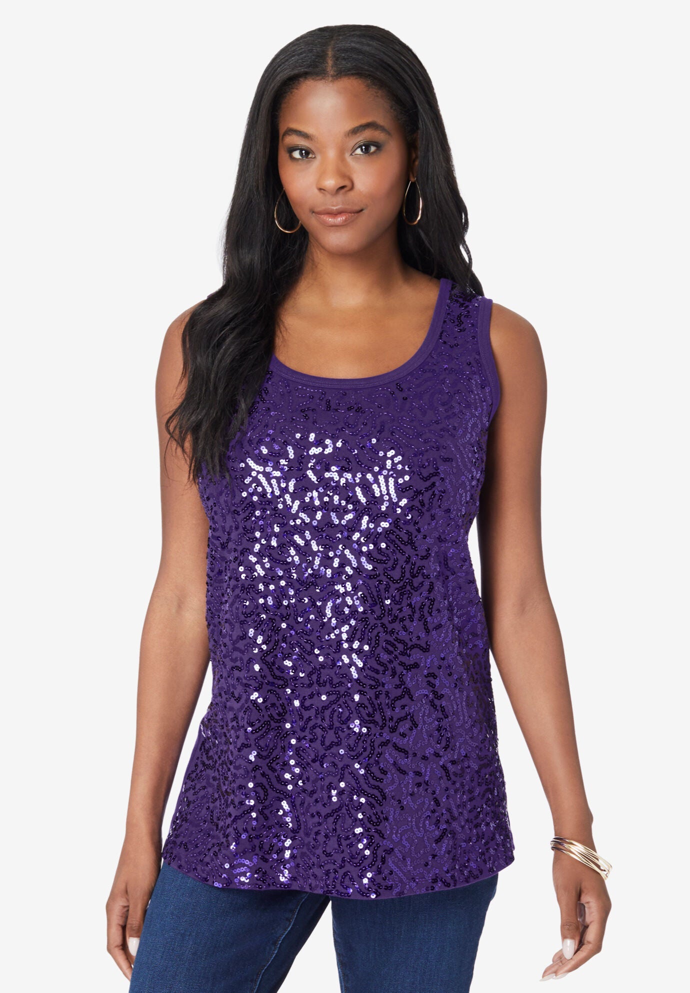 Sequin-Panelled Tank & Cardigan Set, , alternate image number 2
