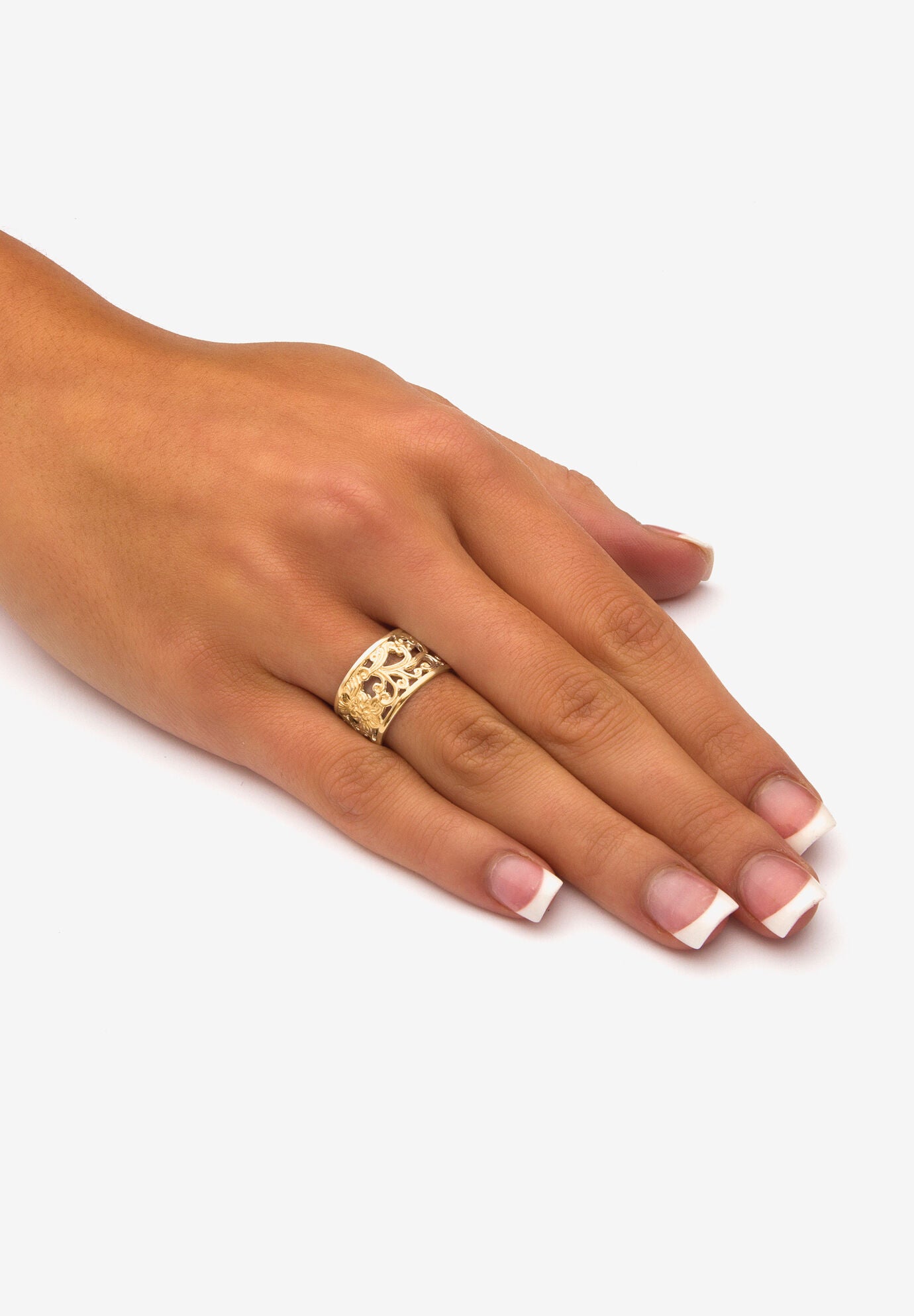 Yellow Gold-Plated Sterling Silver Scroll Design Band Ring (11Mm) Jewelry, , alternate image number 2