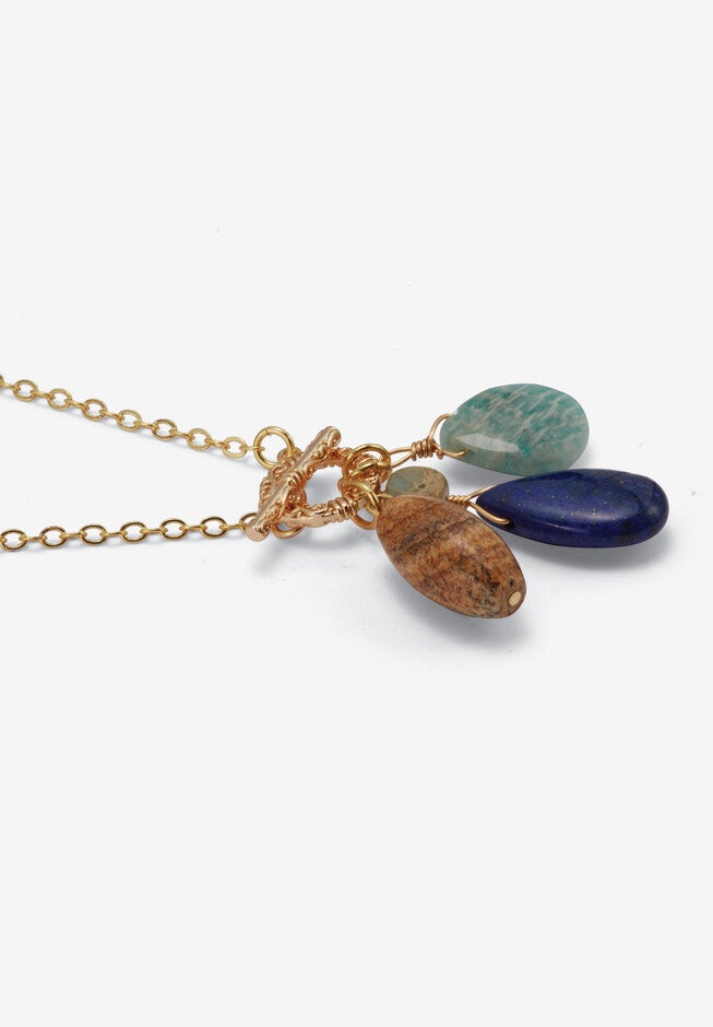 Genuine Agate Goldtone Drop Necklace, 28-Inch Length, , on-hover image number null