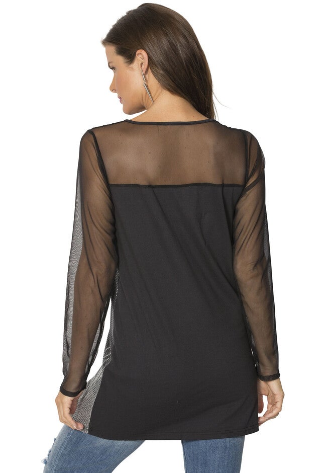 Illusion Mesh Sequin Tunic, , on-hover image number null