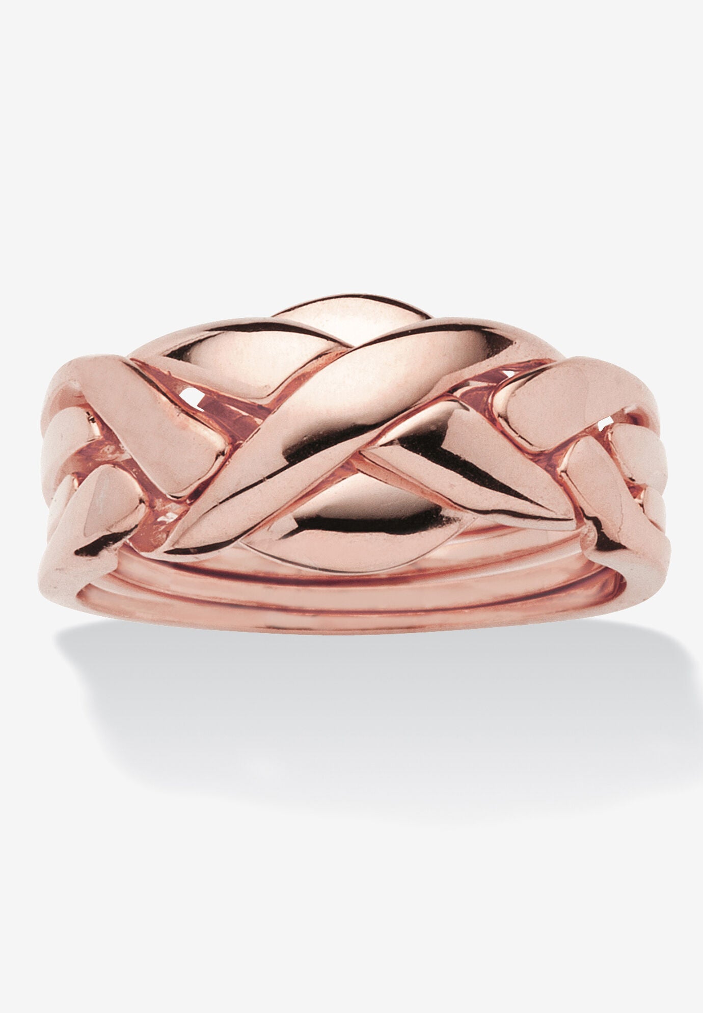 14K Rose Gold-Plated Commitment Symbol Puzzle Ring, ROSE GOLD, hi-res image number 0