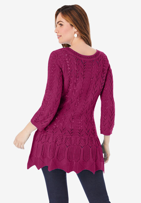 Sonia Peplum Crochet Sweater, , on-hover image number null