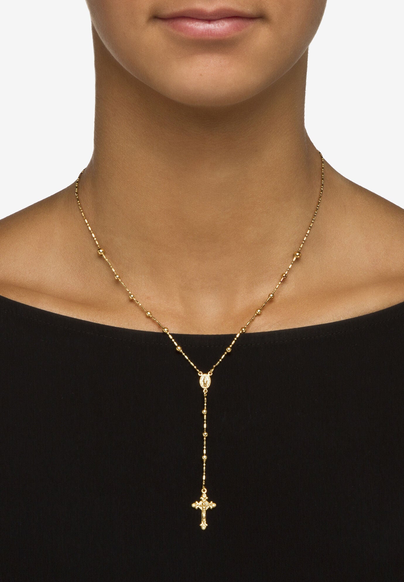 Rosary Style Necklace In Gold-Plated Sterling Silver, , alternate image number 2