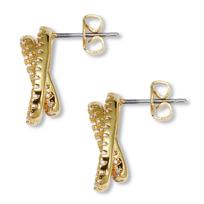 .80 TCW Round CZ 14k Yellow Gold-Plated Concentric Circle Drop Earrings, WHITE, on-hover image number 1