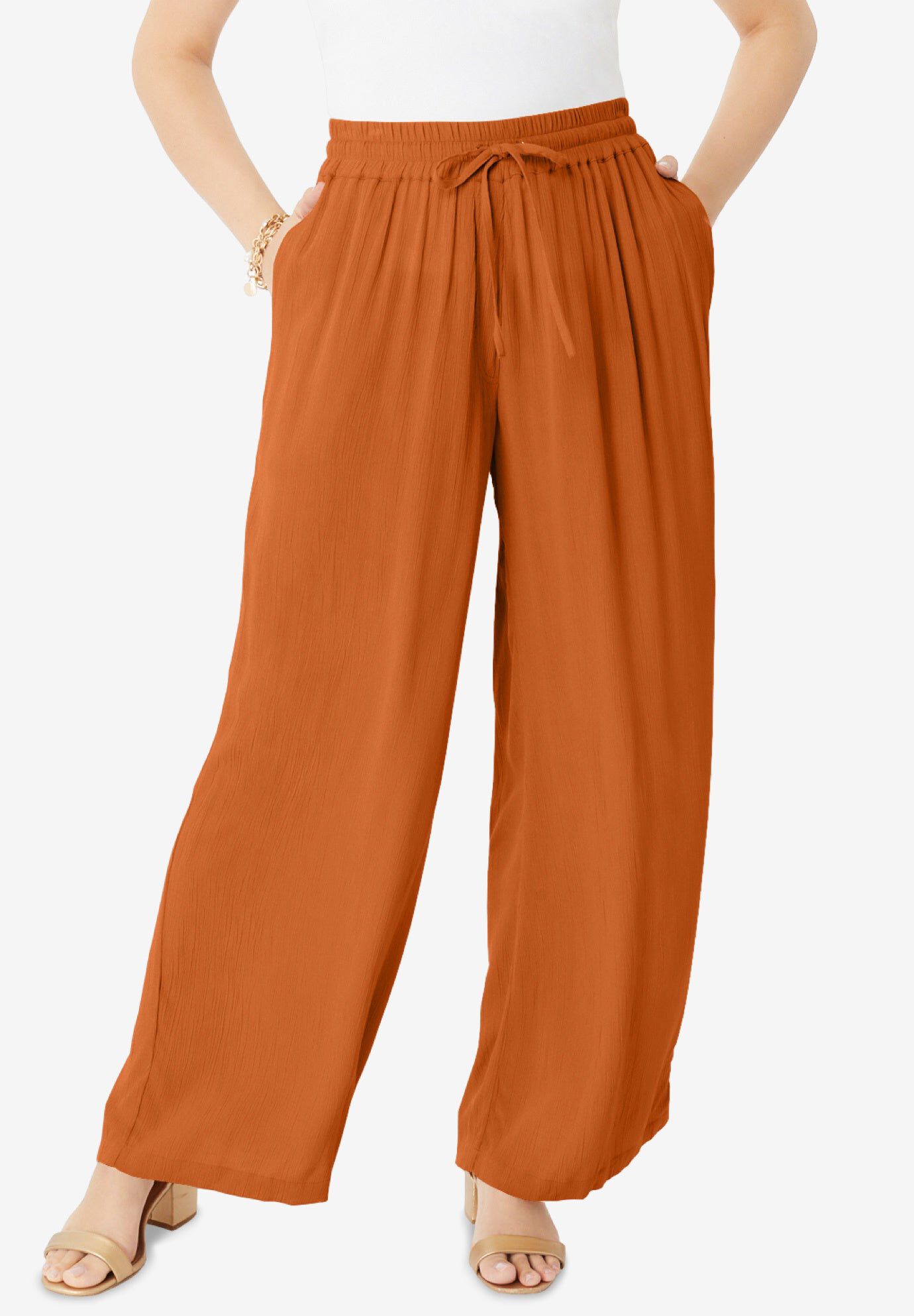 Crinkle Wide-Leg Pant | OneStopPlus