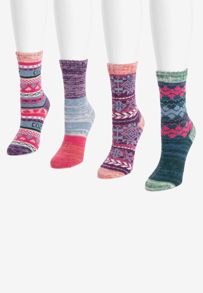4 Pack Fairisle Crew Socks, , alternate image number 3