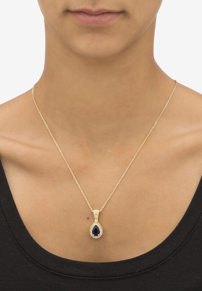 8.63 Tcw Simulated Blue Sapphire And Cz Goldtone Earrings And Necklace Set 15 inches, , alternate image number 2