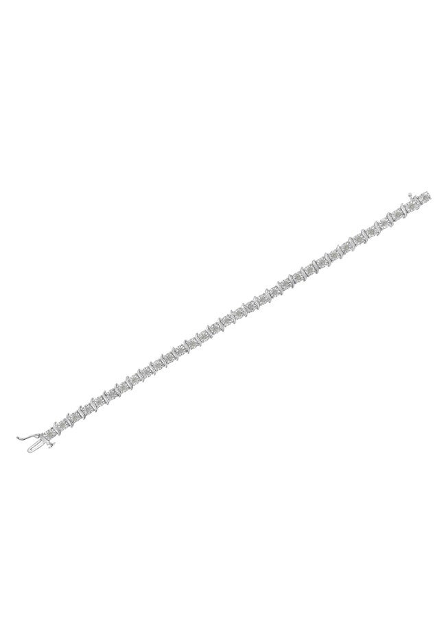 Sterling Silver Diamond Scurve Link Miracleset Tennis Bracelet 7 inches, , alternate image number null