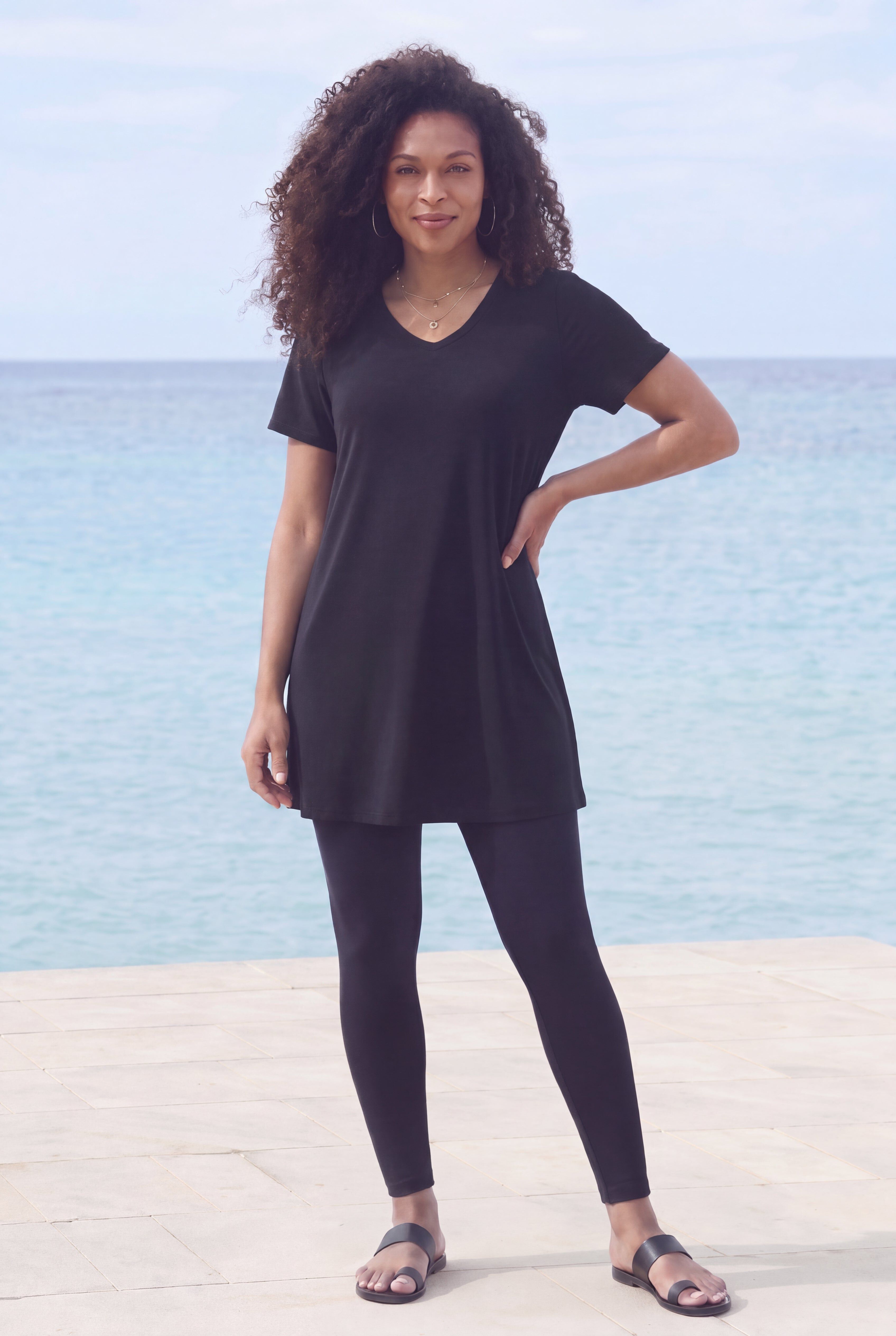 Plus Size Ultimate Cotton V-Neck Short Sleeve Tunic