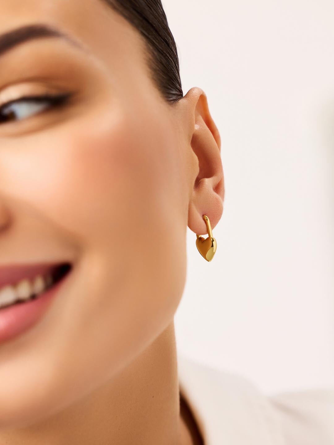 Cameron Heart Earrings, GOLD, alternate image number 3