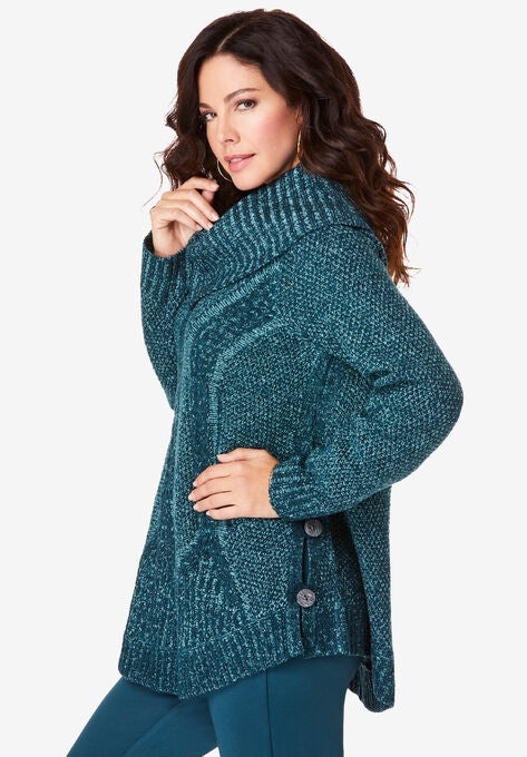Cowl Neck Cable Pullover, , alternate image number null