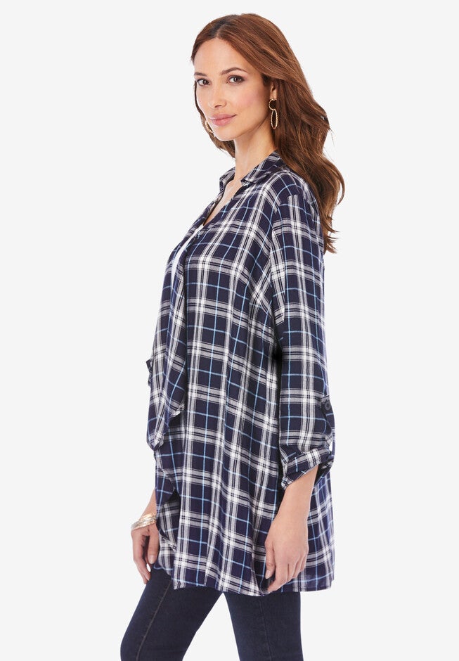 Plaid Open-Front Jacket, , alternate image number 2
