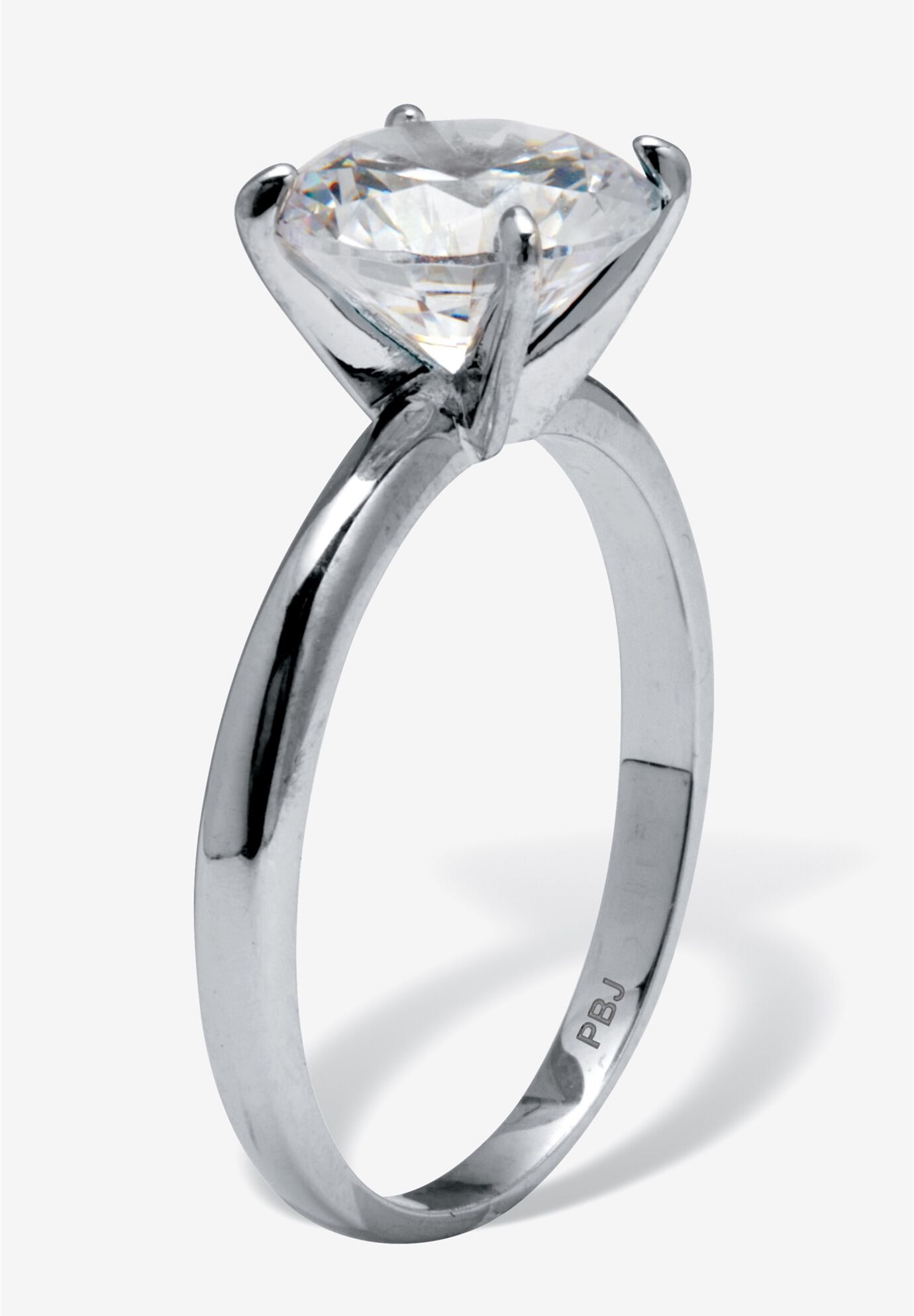 3 Tcw Round Cubic Zirconia Silvertone Solitaire Engagement Ring, Sizes 5-10, , on-hover image number 1