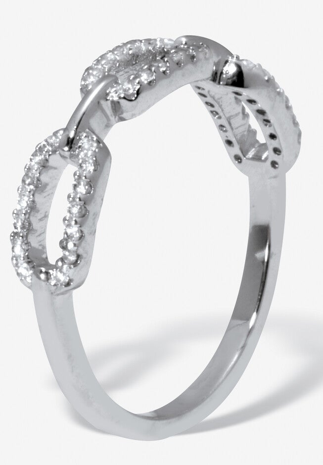 .21 Tcw Round Cubic Zirconia Silvertone Link Ring, , on-hover image number null