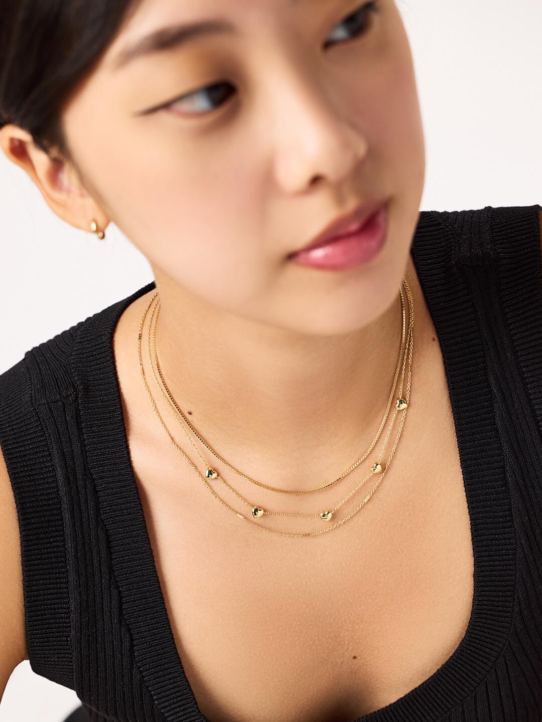 Heart Necklace - Lev Mini Station Necklace, GOLD, alternate image number 1