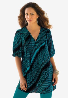 Printed Y-Neck Georgette Top