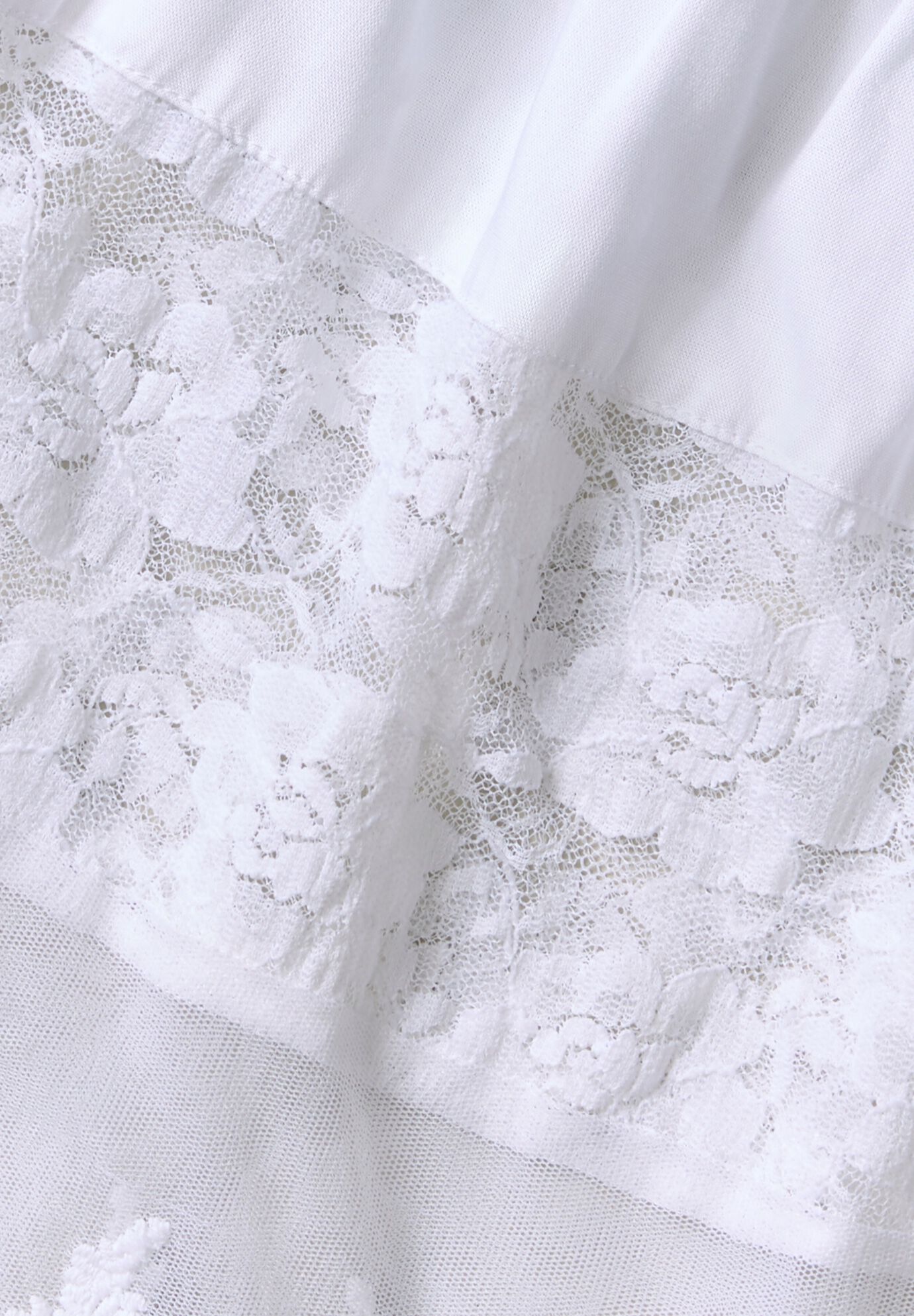 Lace Illusion Blouse, WHITE, alternate image number 2