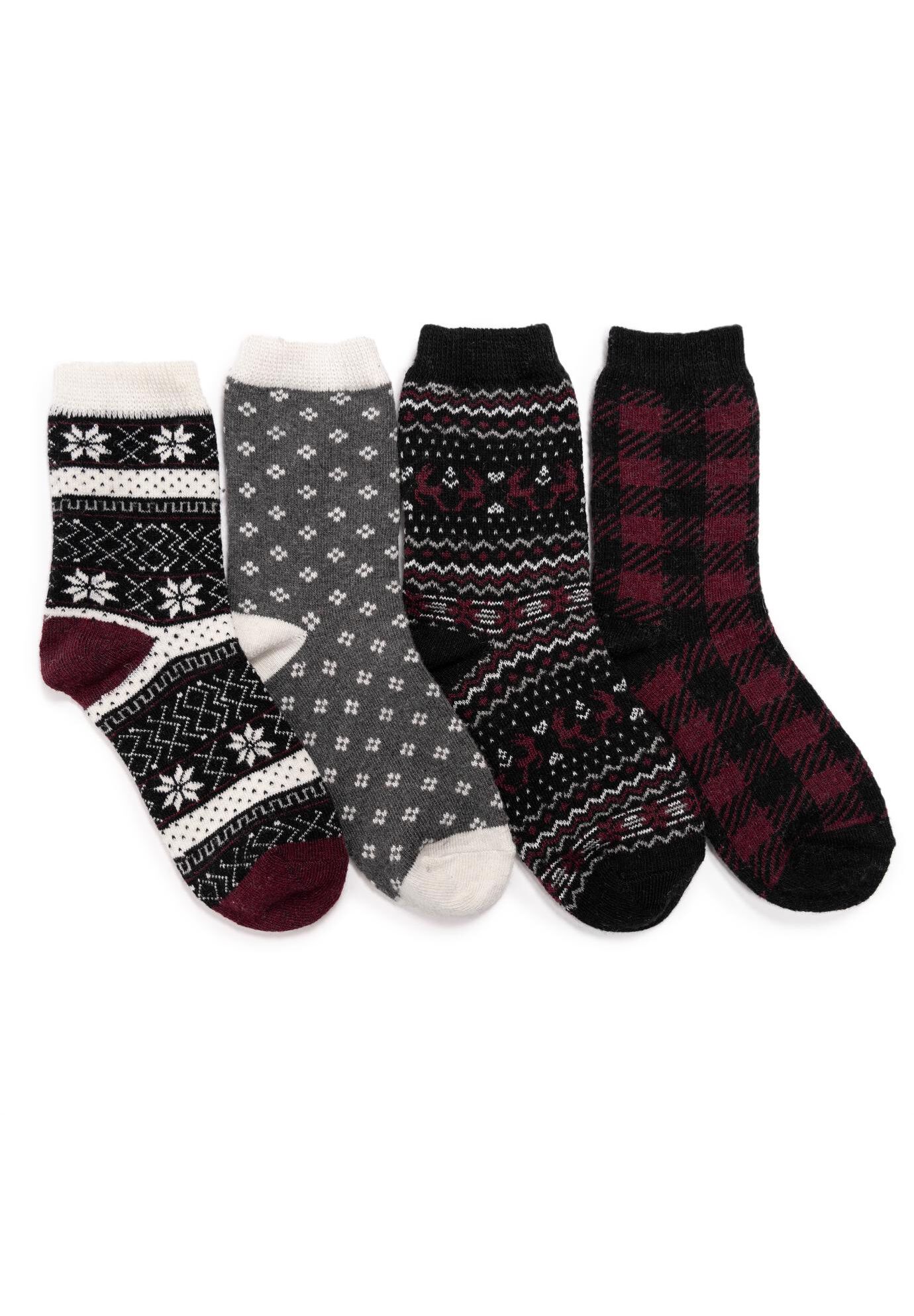 4 Pack Holiday Boot Socks, CRANBERRY CRUSH, hi-res image number 0